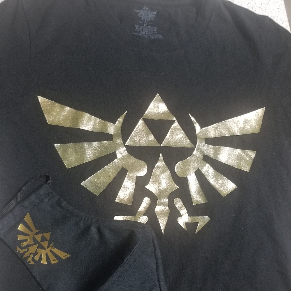 Fabric Mask and tshirt combo triforce zelda